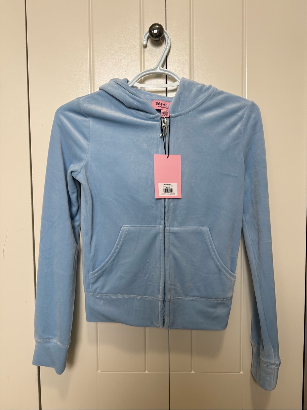 Juicy Couture Light Blue Velour Zip Hoodie New With Tags